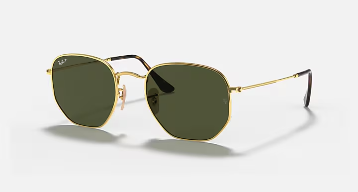 Ray Ban Hexagonal Polished Arista Gold /w G-15 Green Lenses