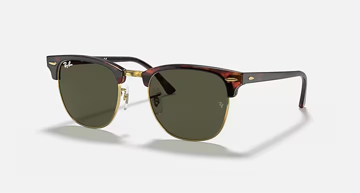 Ray Ban Clubmaster Classic Polished Tortoise on Gold /w G-15 Green Lenses