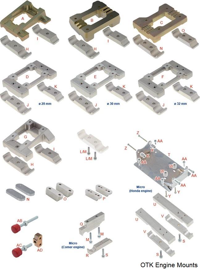 OTK Flat Magnesium Engine Mount 92 x 30mm