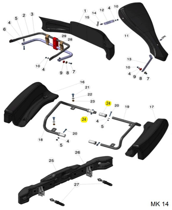 Praga Side Pod Bar Plastic Bushing